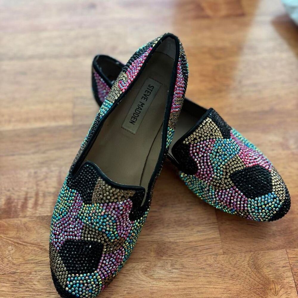Steve Madden Women's Multi Rhinestone Leather Loafers